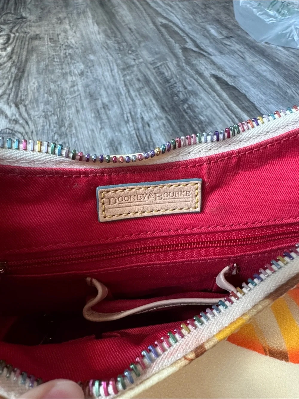 Dooney & Bourke Cream Shoulder Bag with Multicolor Popsicle Print - Picture 7 of 7